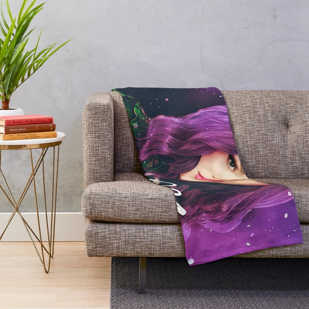 Mal Inspired Purple and Pink Princess Plush Blanket