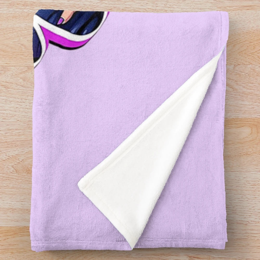 Mal Inspired Purple Queen Star Plush Blanket - Cartoon Comics Style