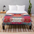 Kurdish Malatya East Anatolian Saf Kilim Print Plush Blanket