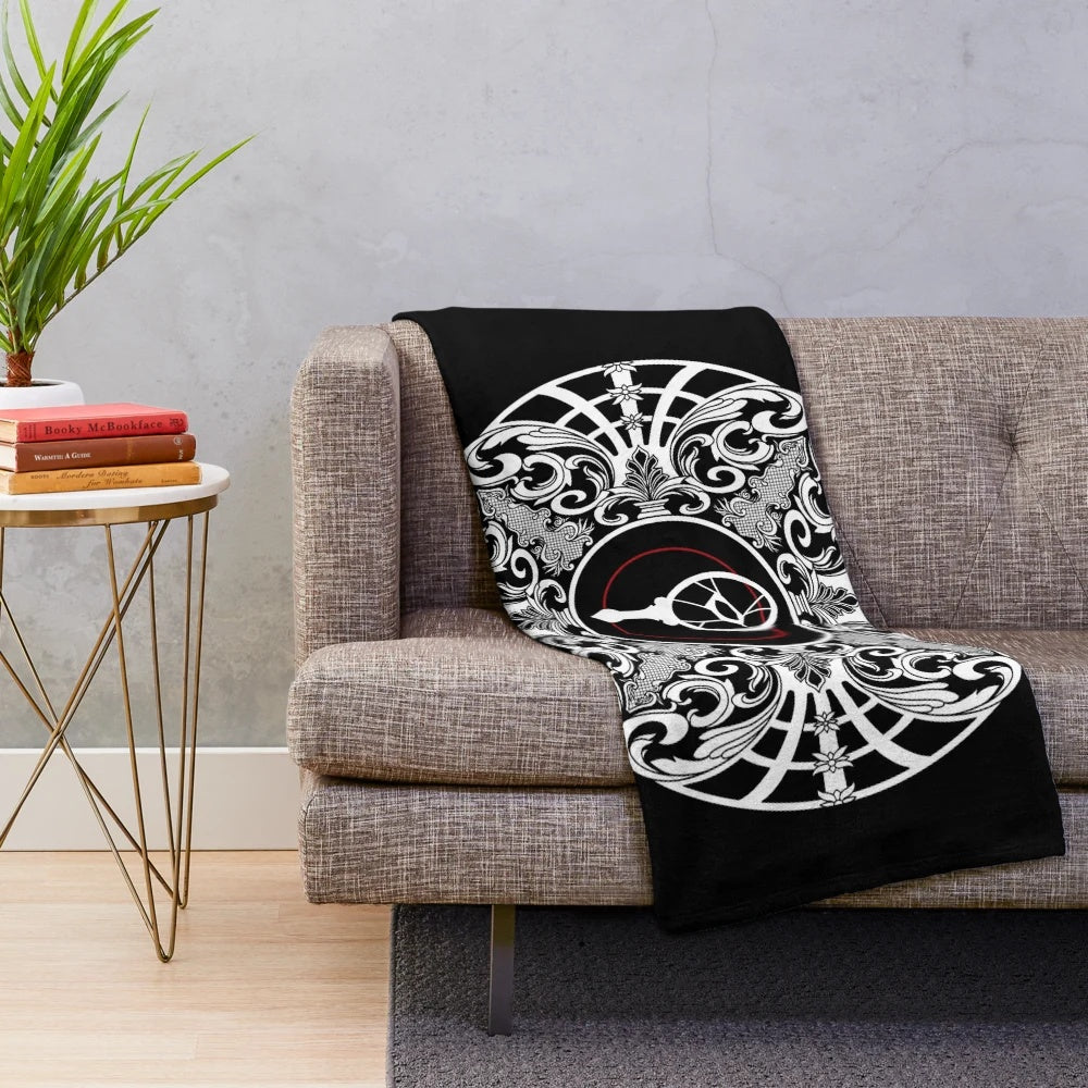 Malkavian-inspired plush blanket with vampire the masquerade clan symbol