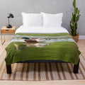 Mallard duck plush blanket with green and white colors