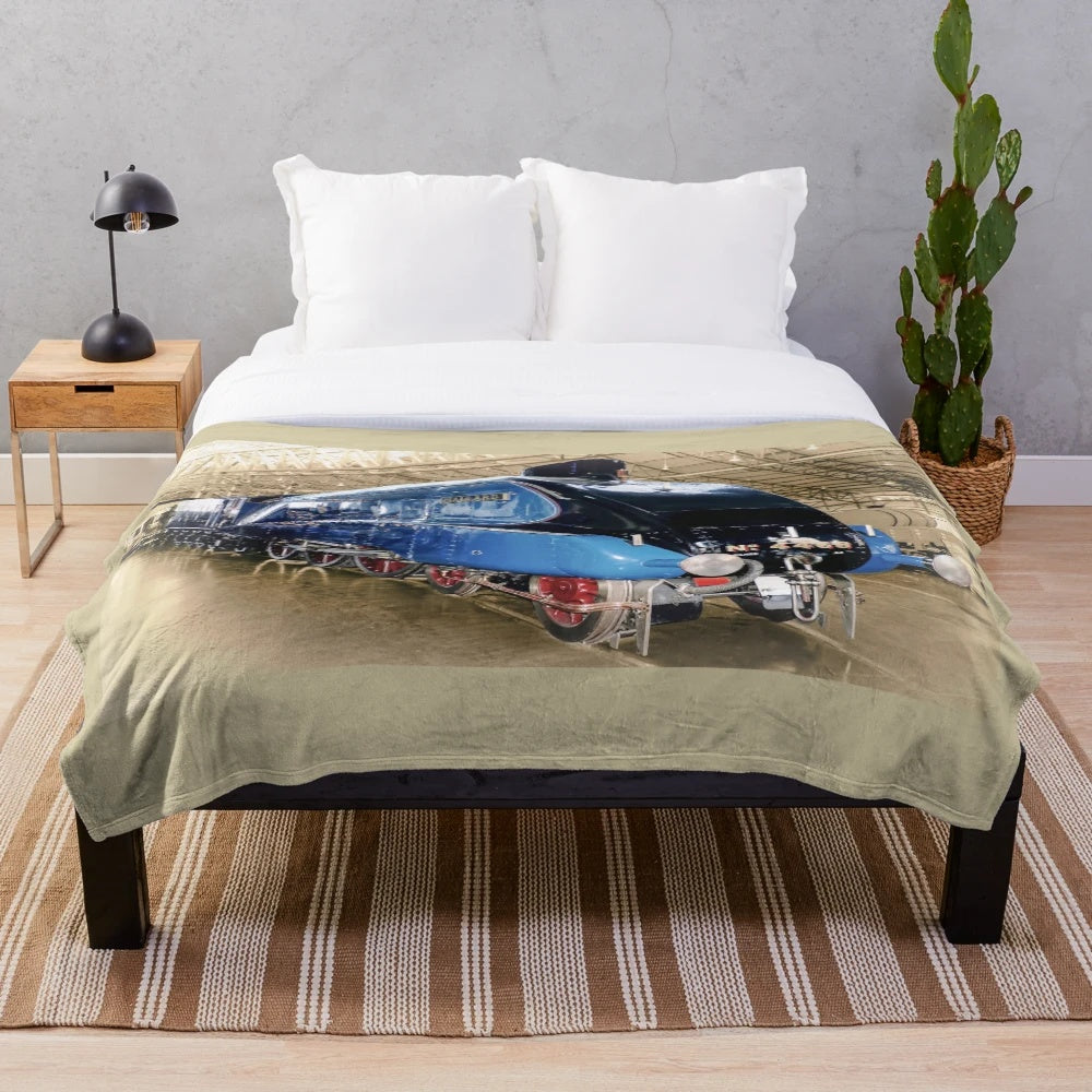 Mallard inspired plush blanket with image of the legendary LNER Class A4 steam locomotive