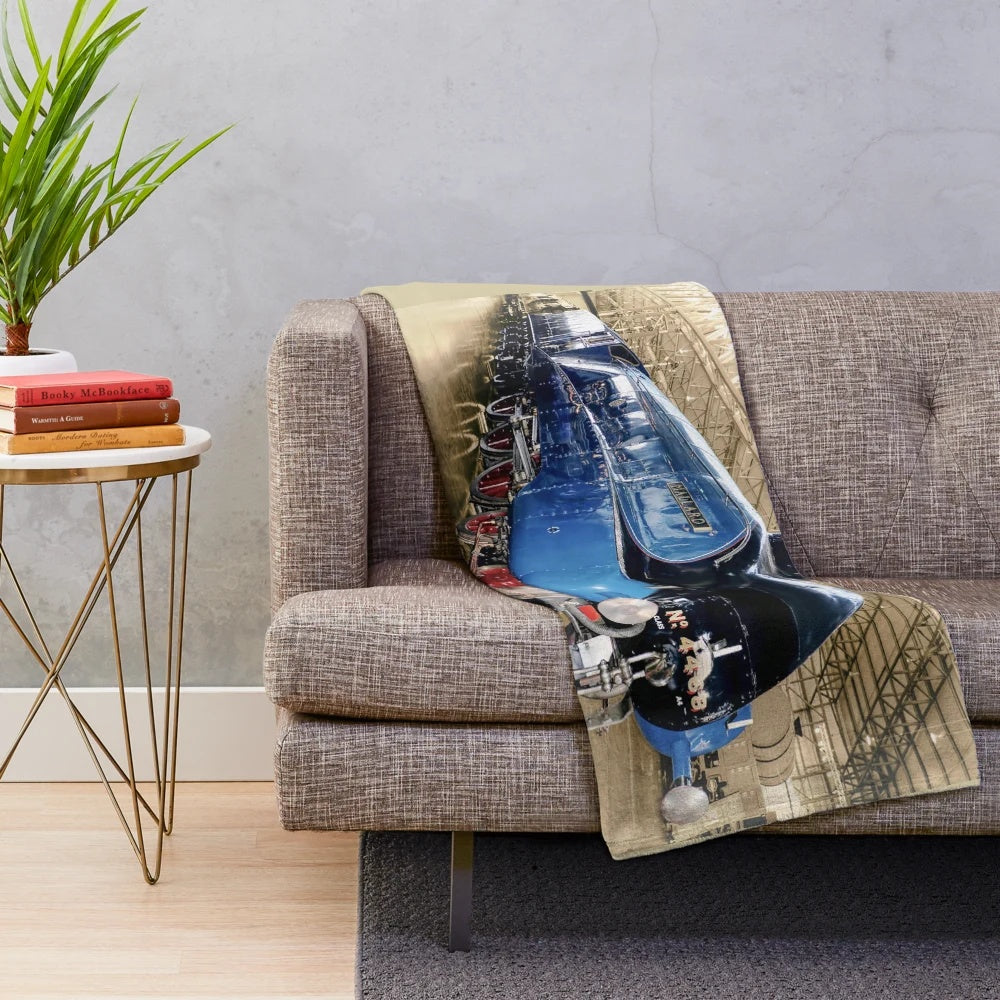 Mallard inspired plush blanket with image of the legendary LNER Class A4 steam locomotive
