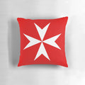 Vibrant Maltese Cross Flag Pillow featuring the national flag of Malta