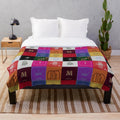 Mamamoo-inspired patchwork plush blanket with colorful design
