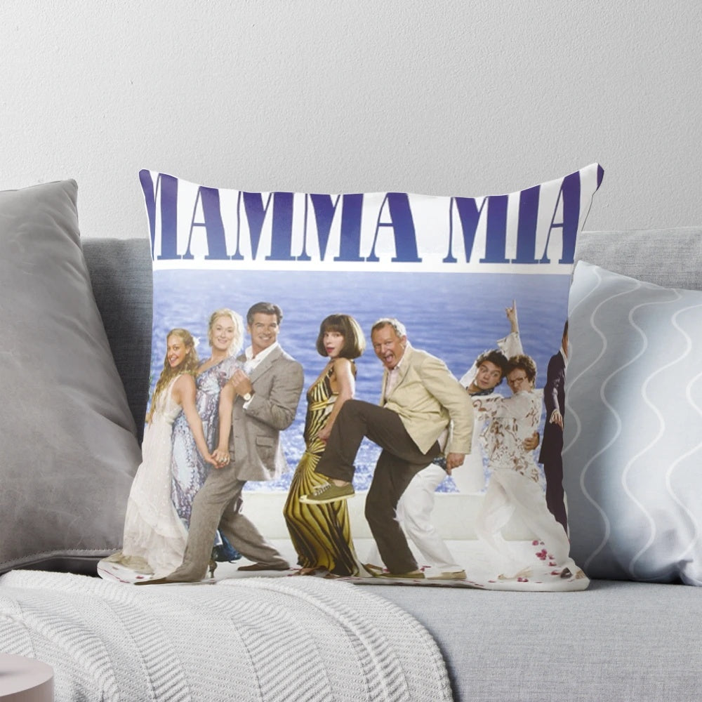 Mamma Mia Cast Movie Poster Pillow featuring Meryl Streep, Amanda Seyfried, and more