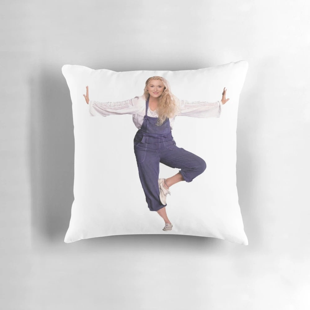 Mamma Mia donna sheridan pillow featuring Meryl Streep's character from the Broadway musical