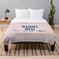 Mamma Mia-themed plush blanket featuring characters and songs from the beloved musical and film