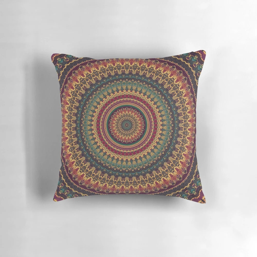 Mandala 11 Pillow featuring intricate sacred geometry and flower of life pattern