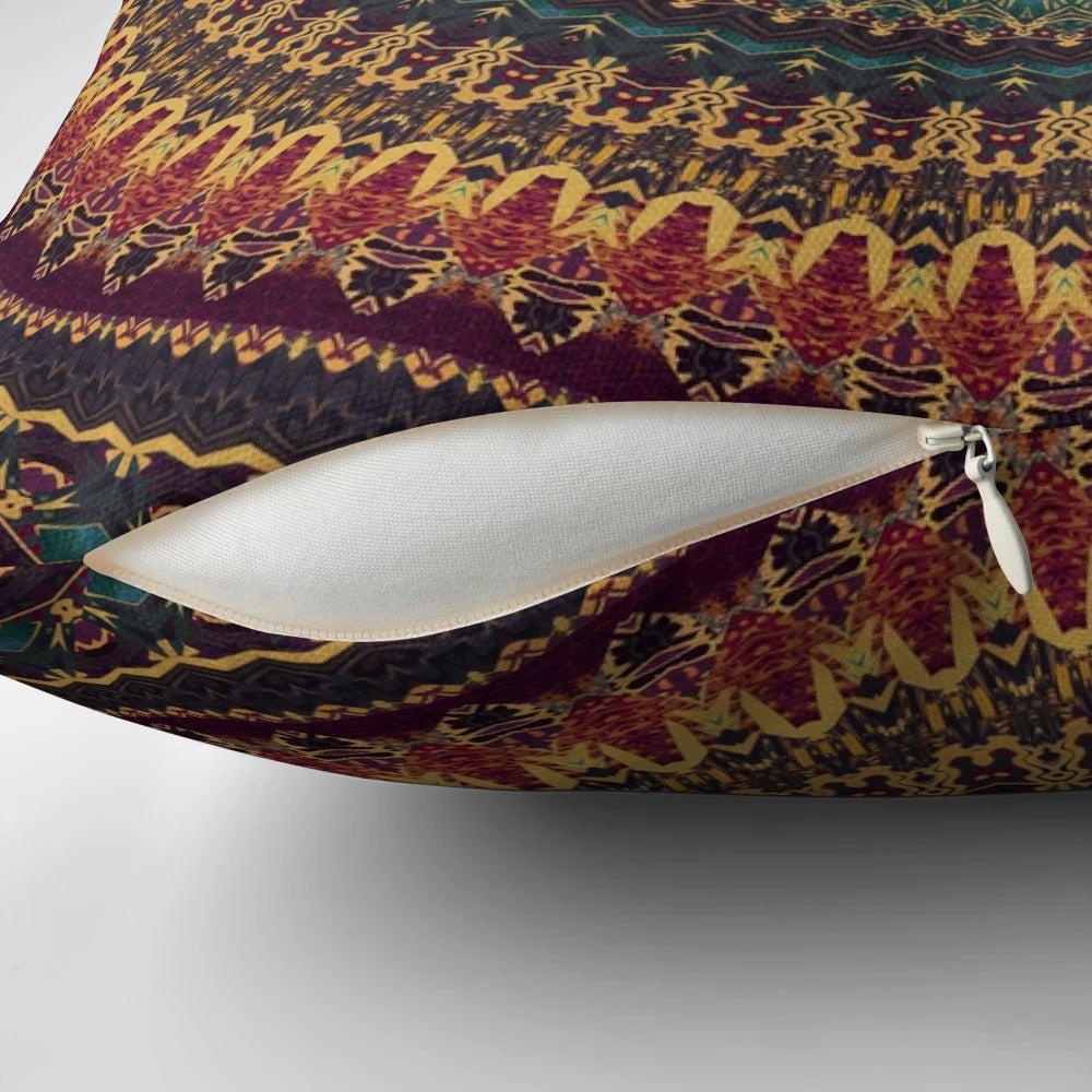 Mandala 11 Pillow featuring intricate sacred geometry and flower of life pattern