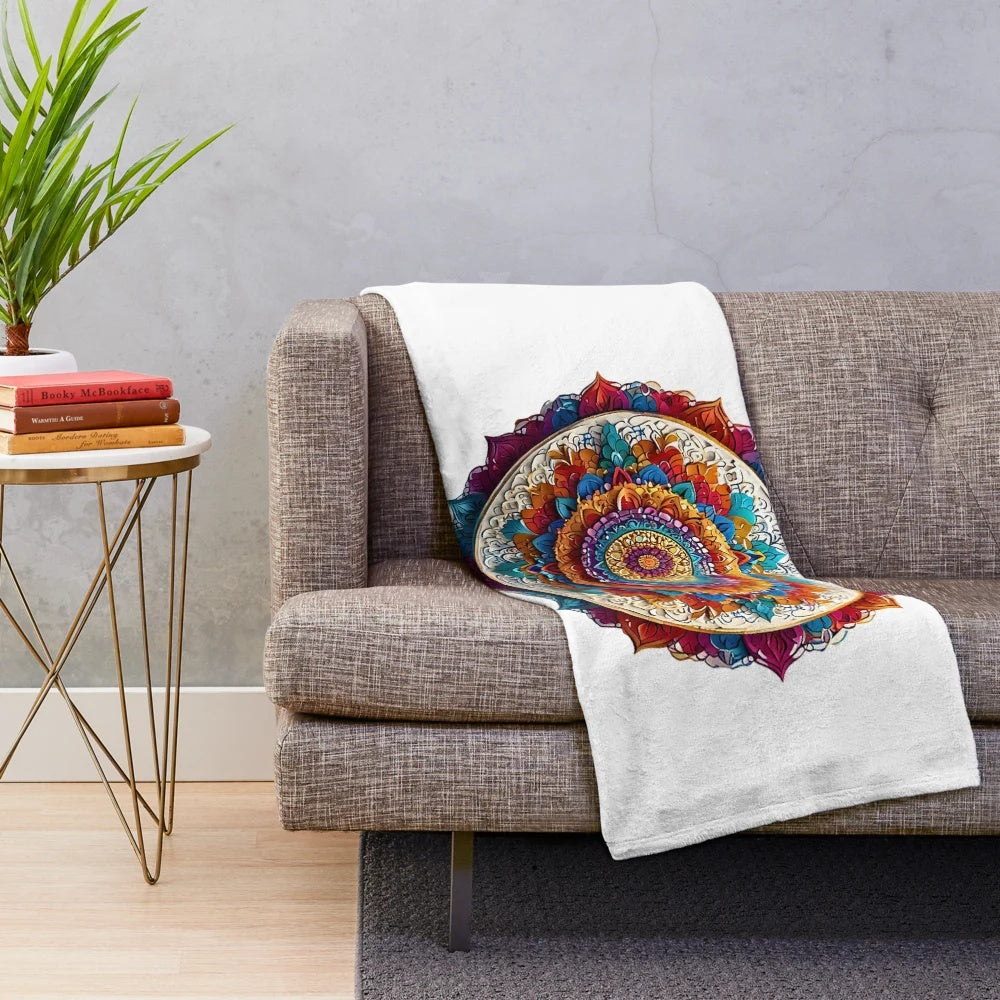 Mandala art plush blanket featuring intricate patterns and spiritual design