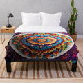 Mandala art plush blanket with intricate cultural patterns