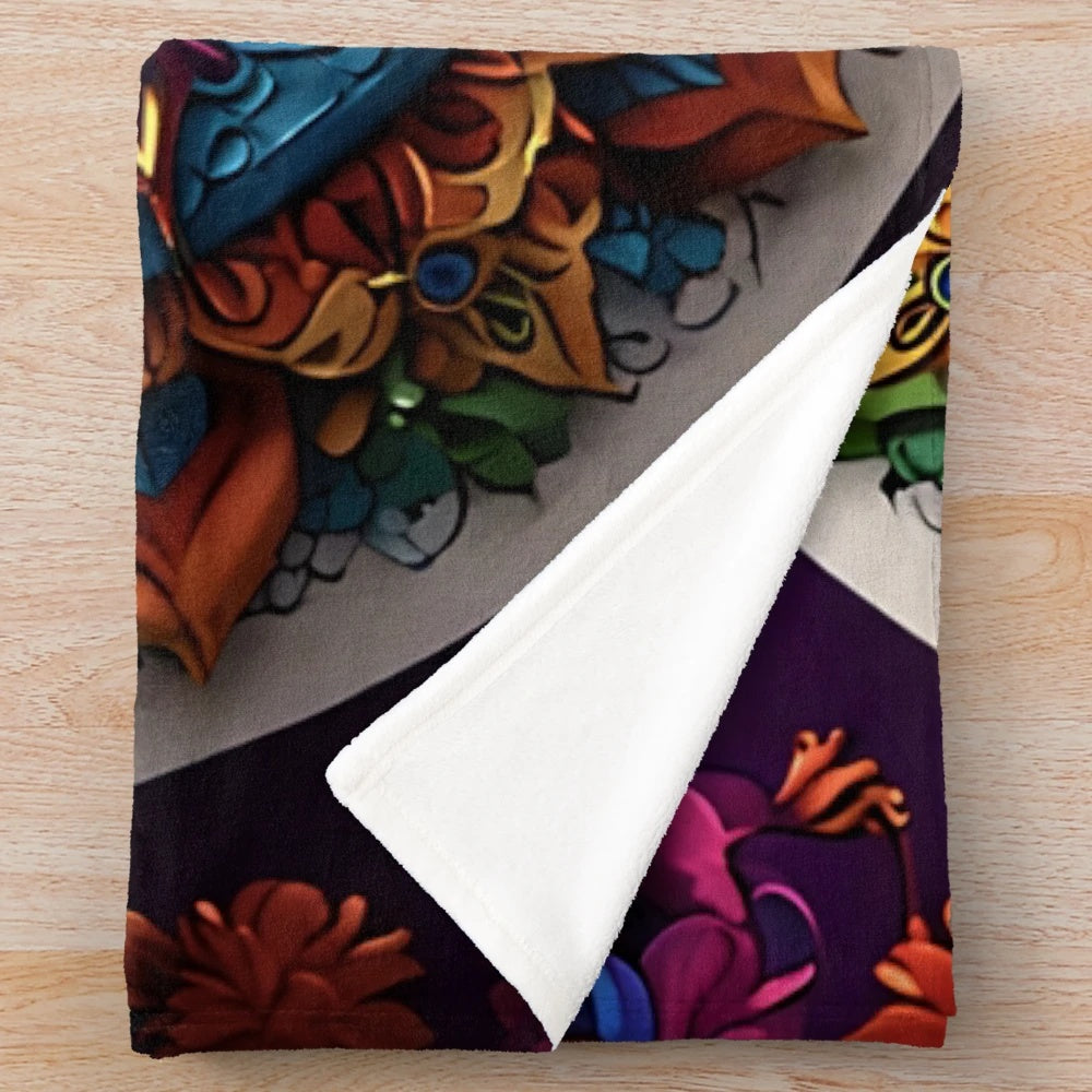 Mandala art plush blanket with intricate cultural patterns