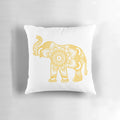 Mandala elephant design yellow pillow for bohemian, Indian, and spiritual home decor
