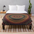 Mandala Plush Blanket with Colorful Floral Pattern