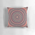 Colorful mandala pillow featuring sacred geometry and nature-inspired patterns