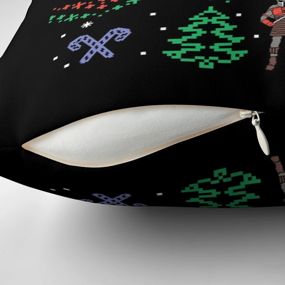 Mandalorian-themed Christmas pillow featuring a sleigh design