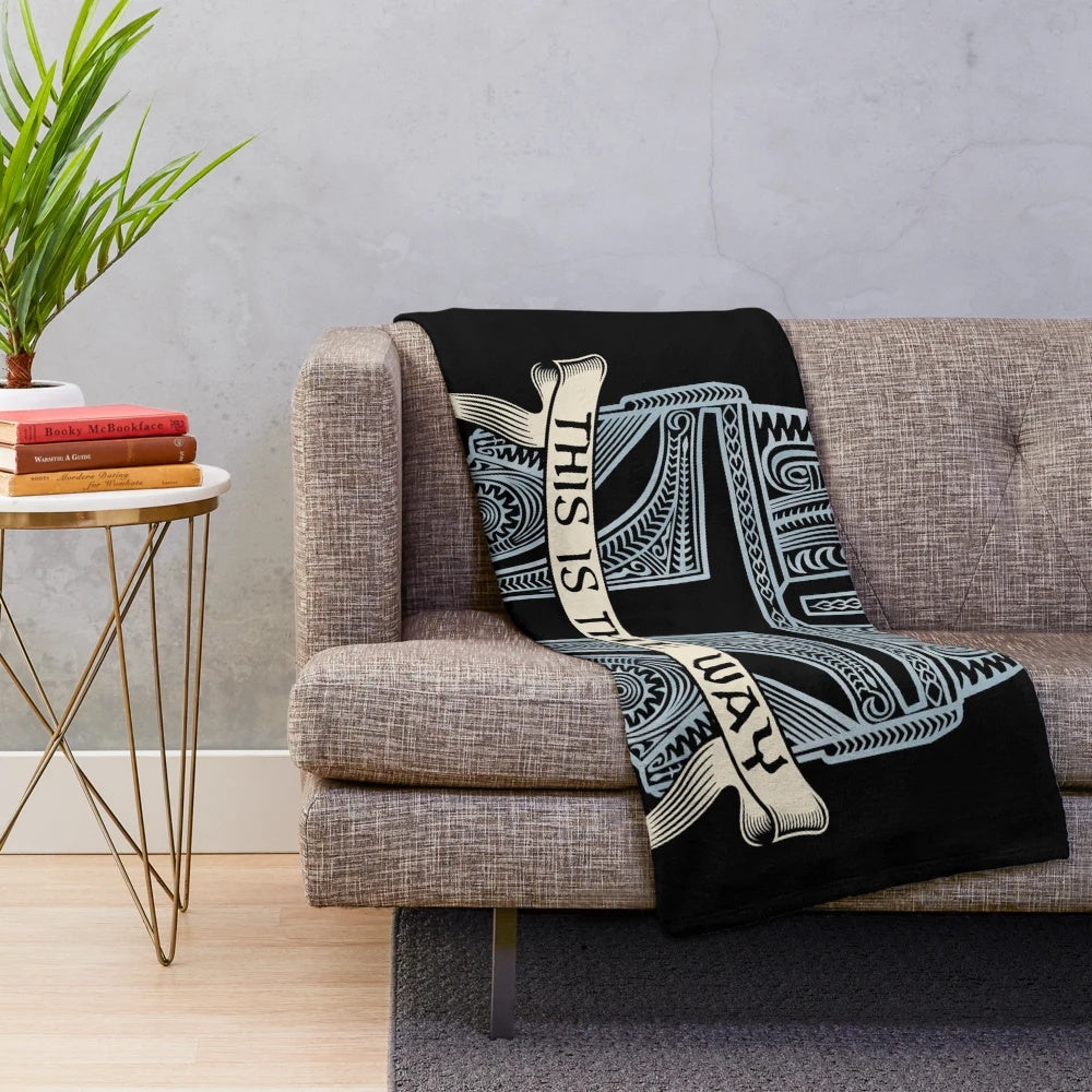 Mandalorian inspired plush blanket with tattoo pattern design