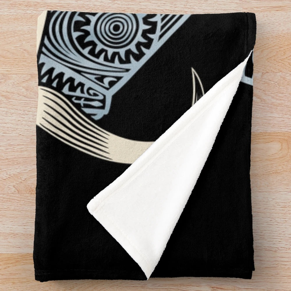 Mandalorian inspired plush blanket with tattoo pattern design