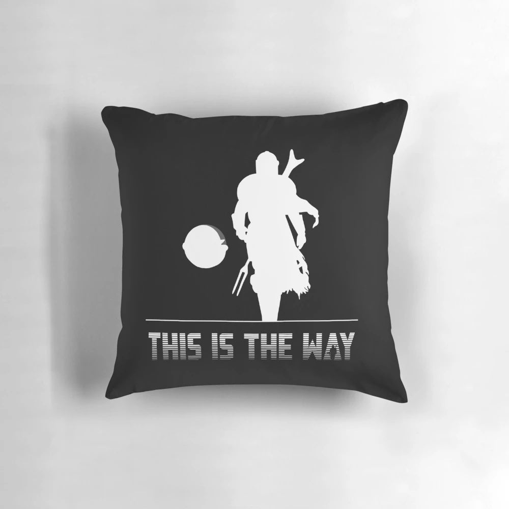 Mandalorian silhouette pillow featuring beloved characters from the Star Wars universe