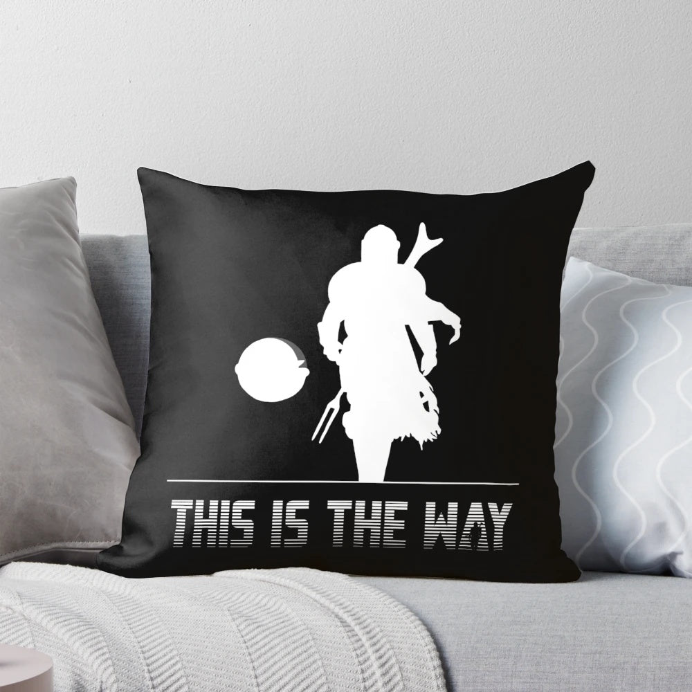 Mandalorian silhouette pillow featuring beloved characters from the Star Wars universe