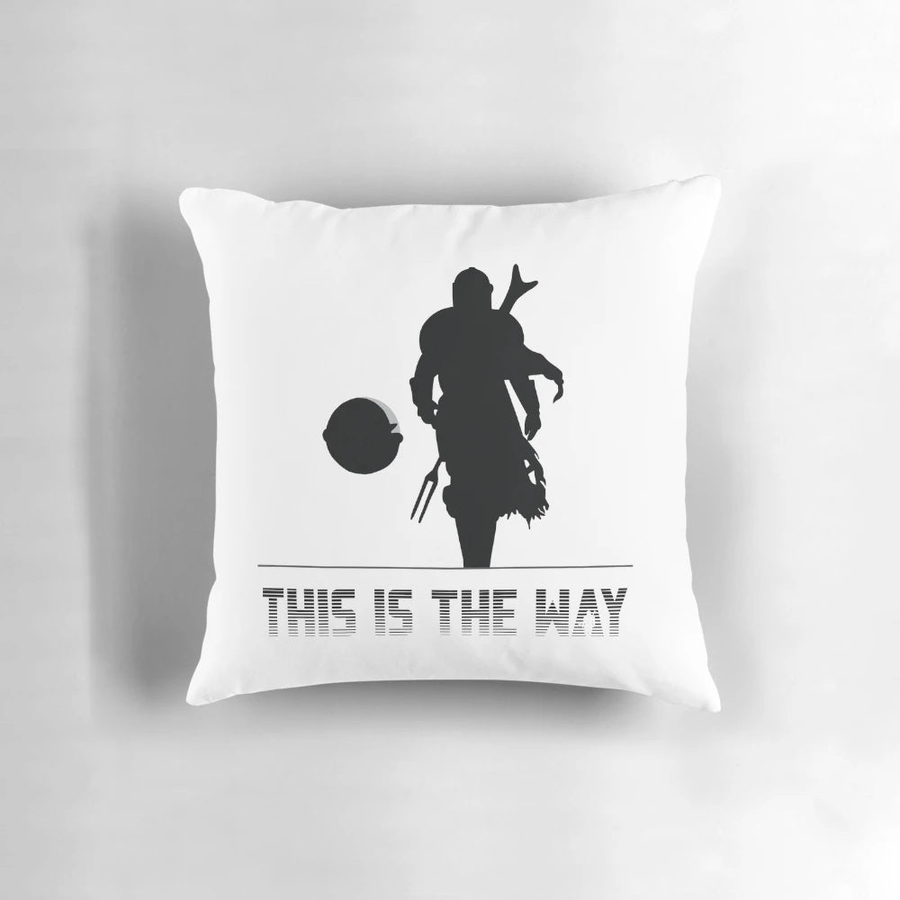 Mandalorian "This Is The Way" Silhouette Throw Pillow featuring Baby Yoda