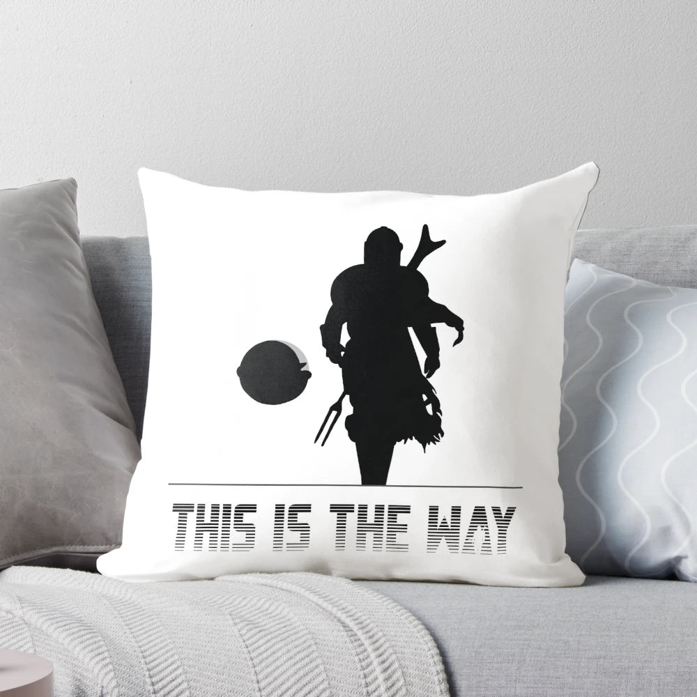 Mandalorian "This Is The Way" Silhouette Throw Pillow featuring Baby Yoda