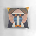 Vibrant digital illustration of a mandrill primate on a stylish throw pillow