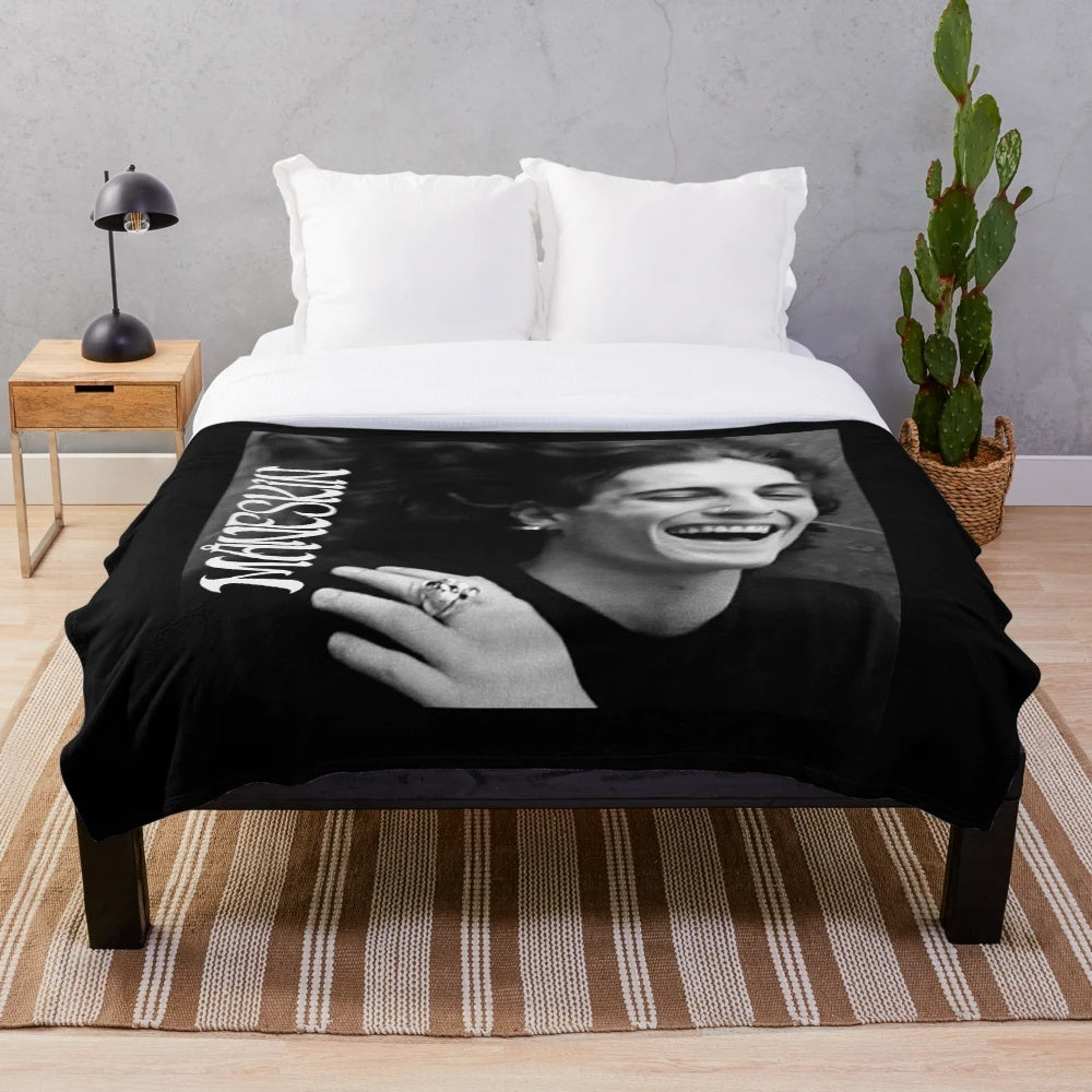 Maneskin inspired plush blanket featuring Damiano David