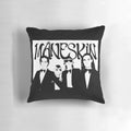Maneskin Italian rock band members Damiano, Victoria, Thomas, and Ethan on a throw pillow with the text 'MAMMAMIA!