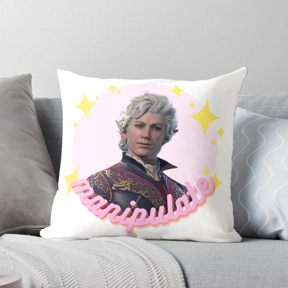 Astarion Ancunín manipulating a pillow from Baldur's Gate 3
