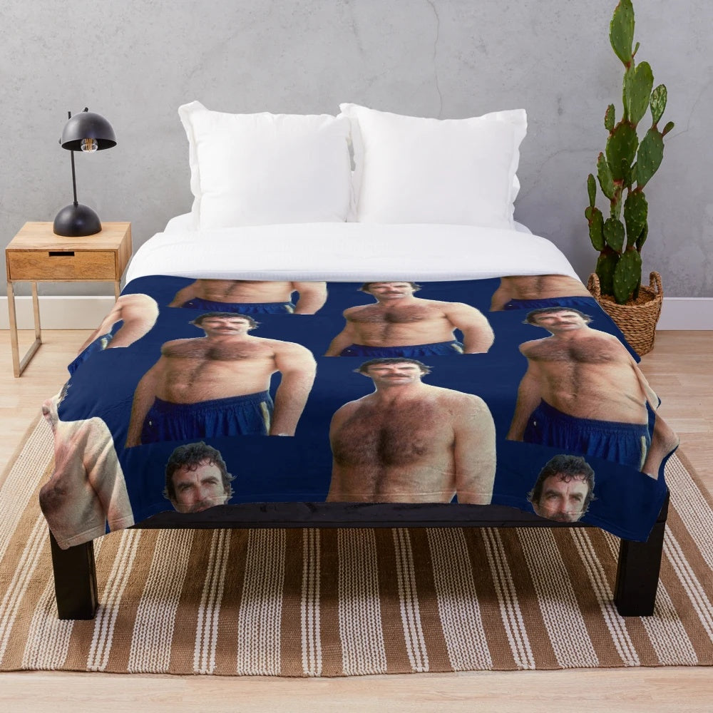 Tom Selleck inspired plush blanket for a cozy and masculine home decor