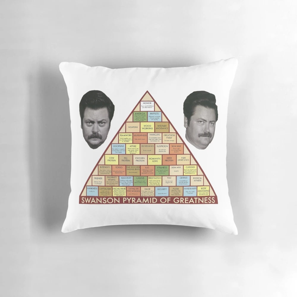 Swanson Pyramid of Greatness Pillow with Manly Mustache Design