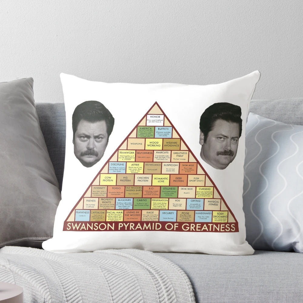 Swanson Pyramid of Greatness Pillow with Manly Mustache Design
