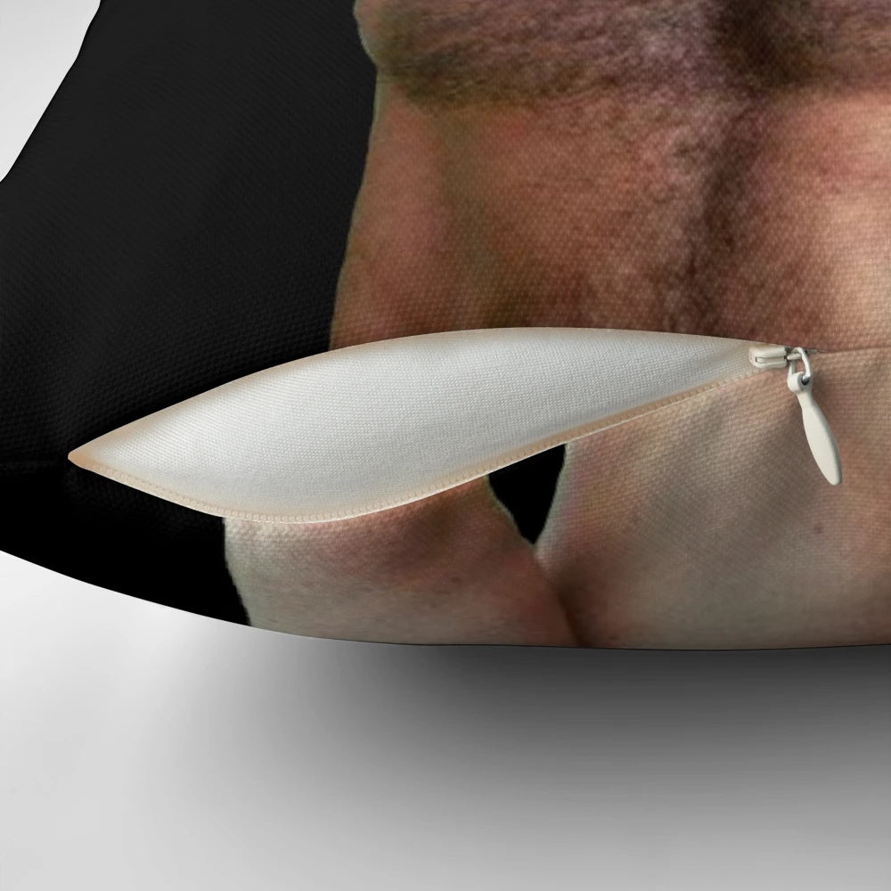 A high-quality Tom Selleck Magnum PI-themed decorative pillow for a manly, stylish home.