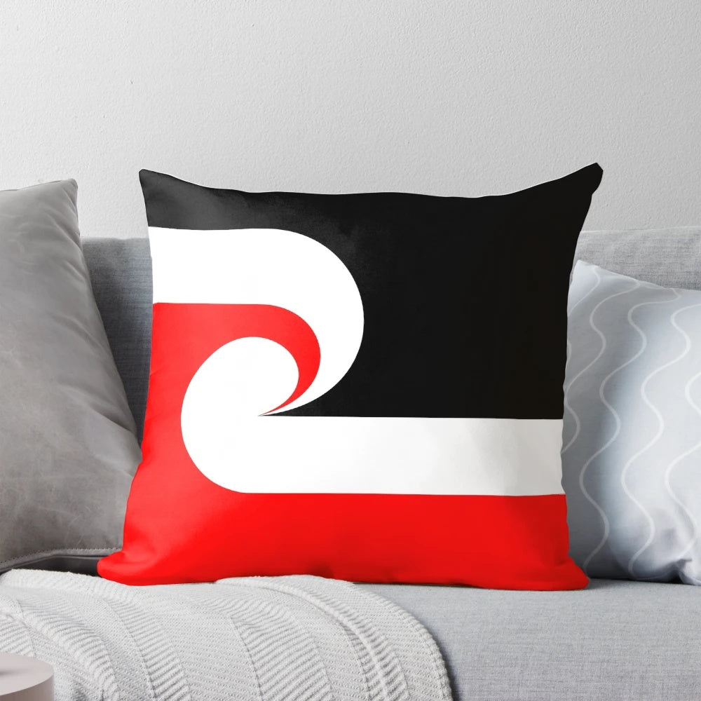 Maori flag printed on a soft, high-quality pillow for home decor
