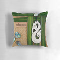 Maori-inspired decorative throw pillow featuring a family theme design