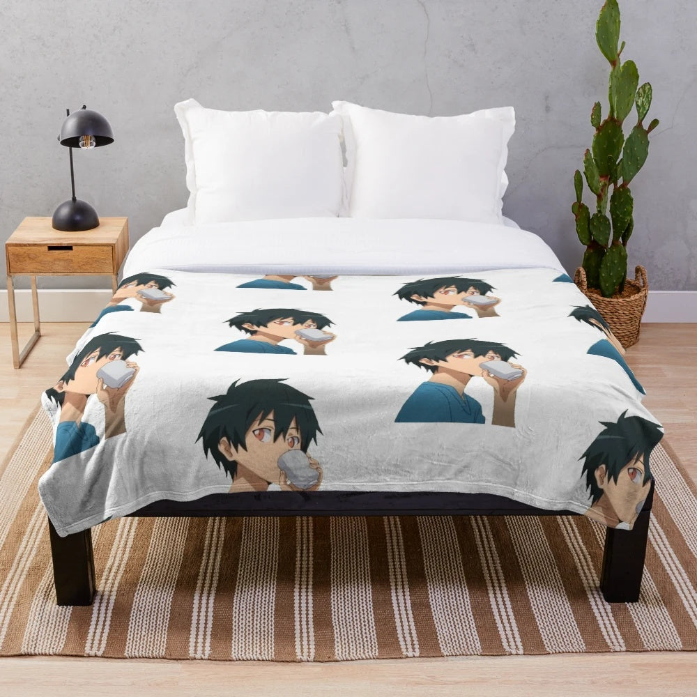 Maou Glance Plush Blanket with Sadao Maou Inspired Design