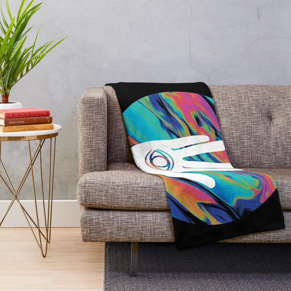 Marble-Inspired Plush Blanket with Electronic Music Aesthetic