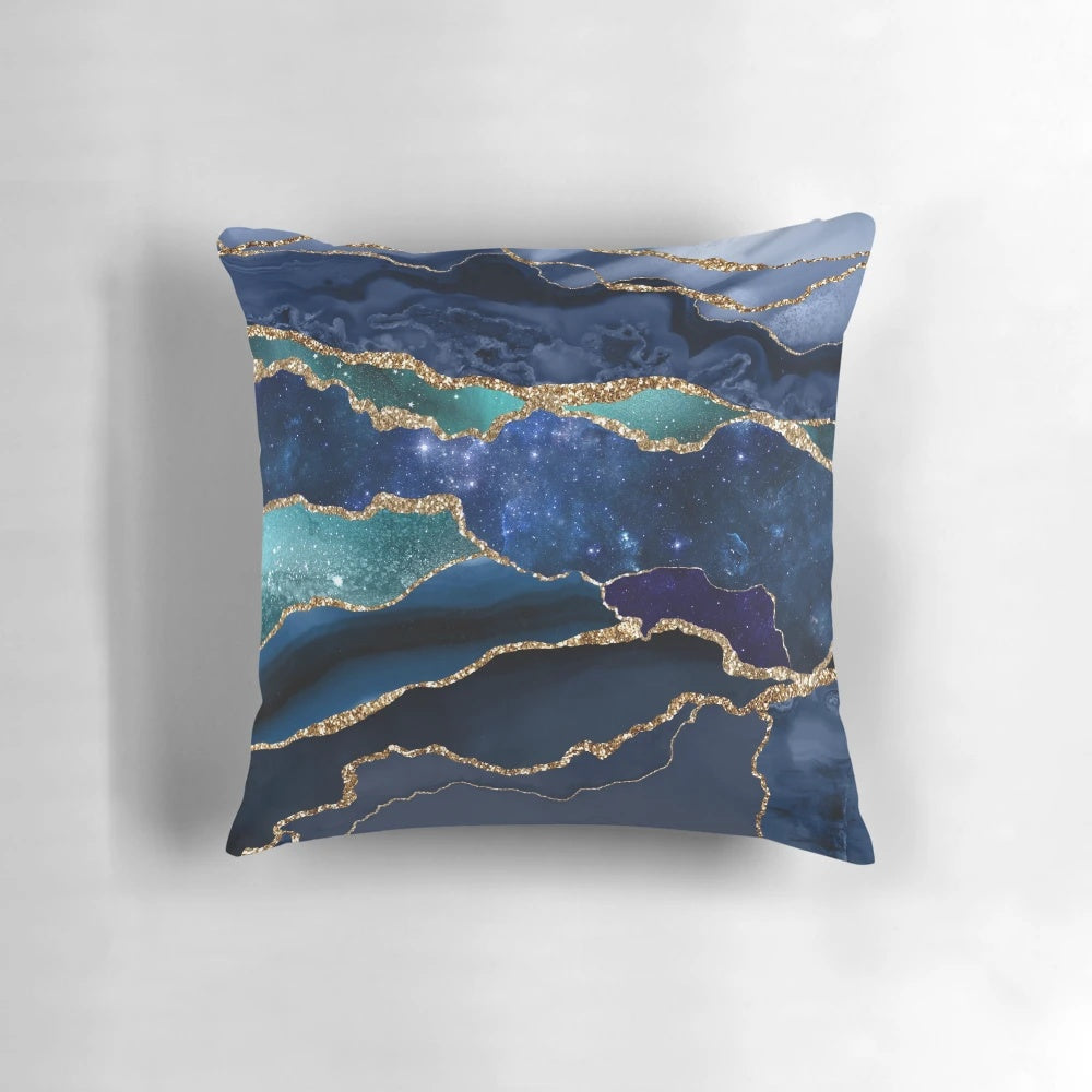 Glamorous marbled galaxy faux marble boho pillow with a Milky Way design