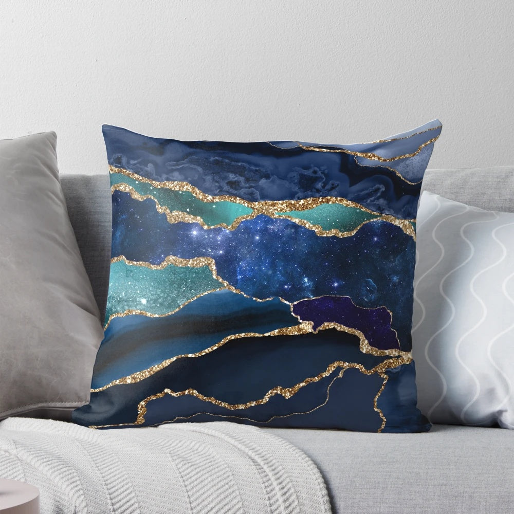 Glamorous marbled galaxy faux marble boho pillow with a Milky Way design
