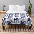 Marbled plush blanket featuring the University of Rhode Island Rhody Rams logo