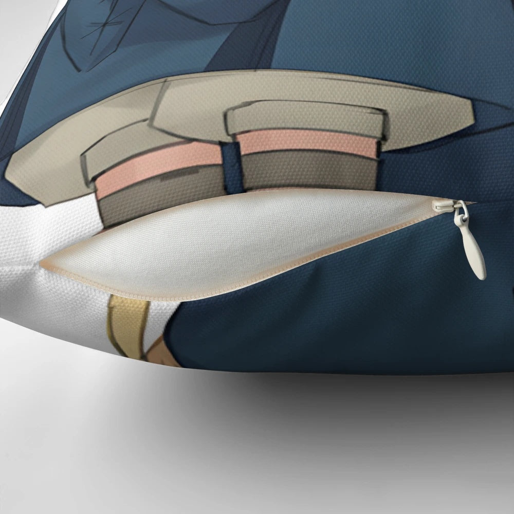 Soft, plush anime-inspired pillow featuring the character Marcille from the anime Dungeon Meshi, looking bewildered.