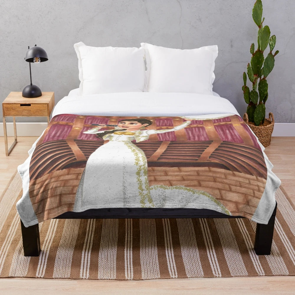 Vibrant plush blanket featuring a mariachi art illustration by Jizelle Rodriguez
