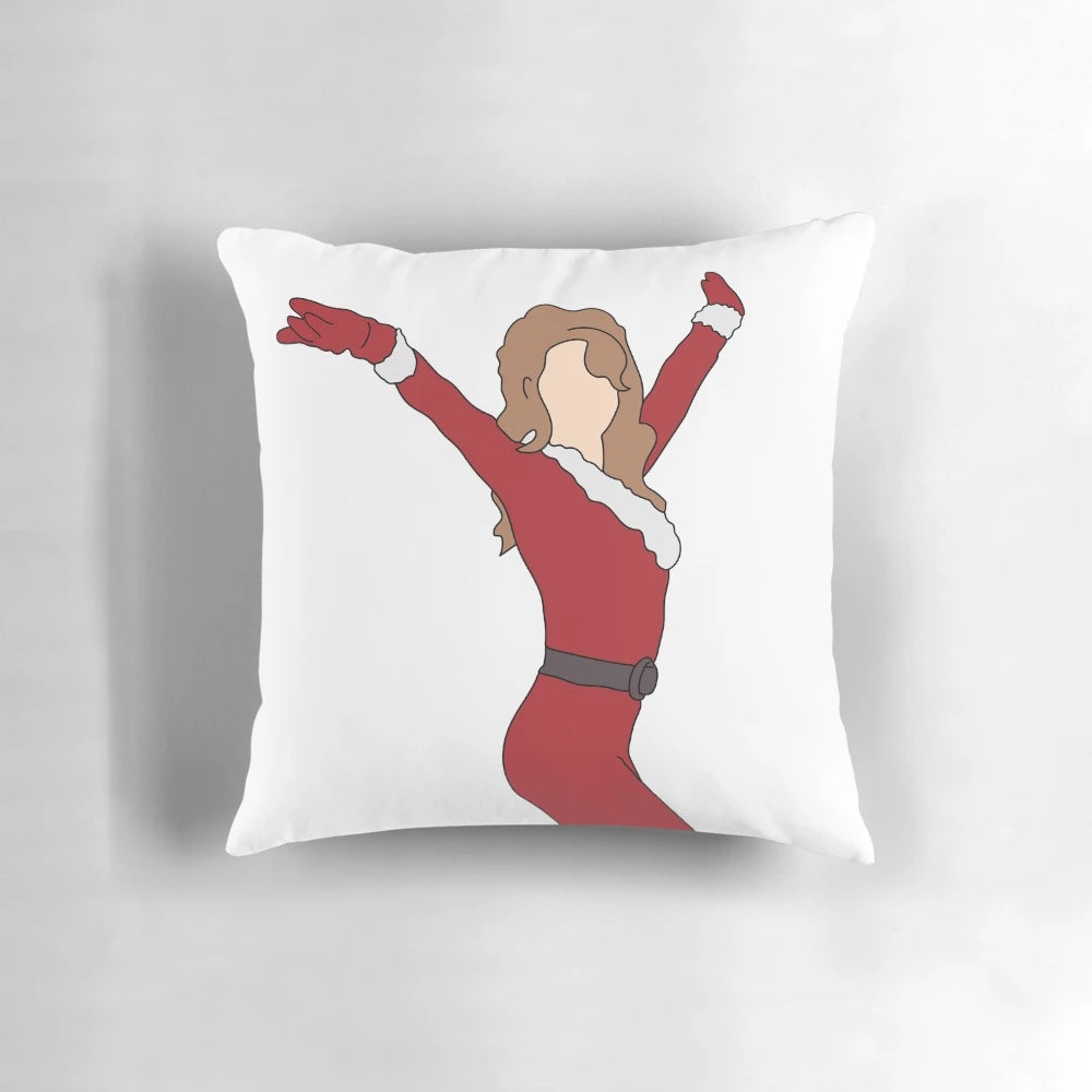 Mariah Carey "All I Want for Christmas Is You" Festive Pillow with Christmas design