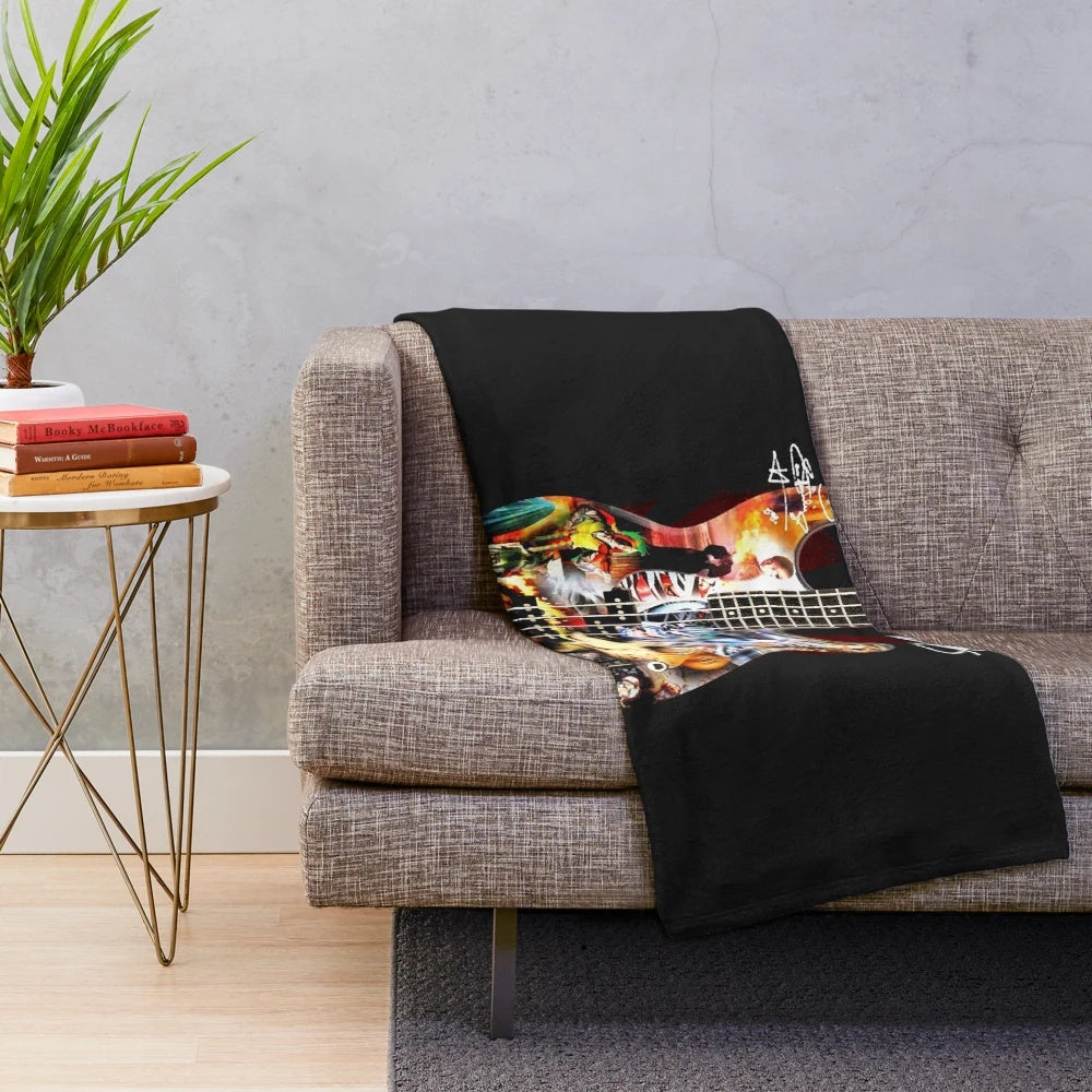 Marillion-inspired plush blanket with band's logo and artwork