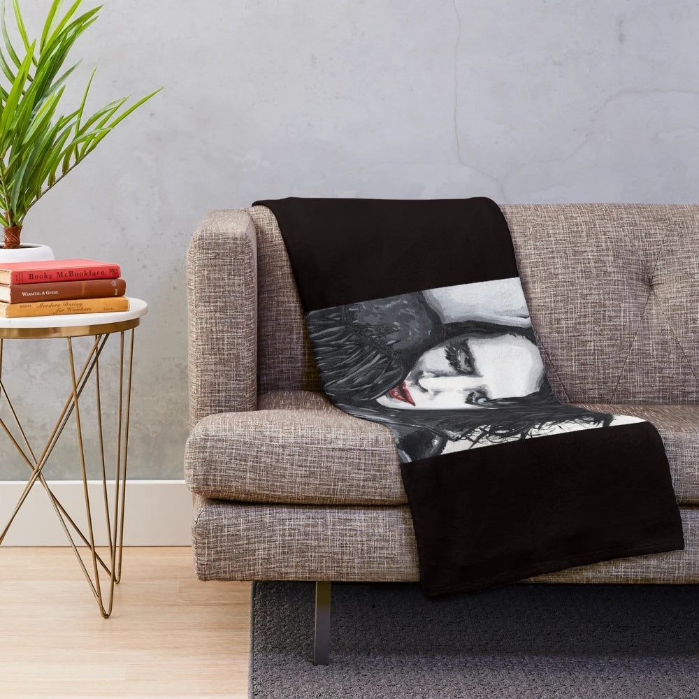 Marilyn Manson painting plush blanket
