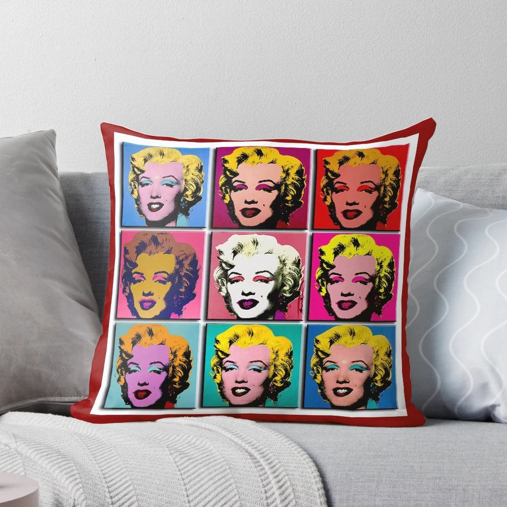 Vibrant Marilyn Monroe abstract art deco pop art print throw pillow
