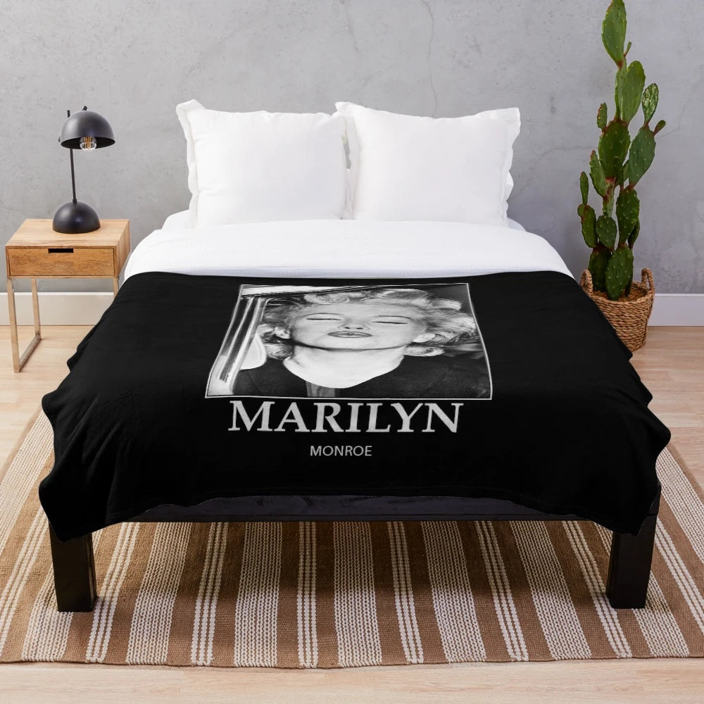 Marilyn Monroe black and white portrait plush blanket