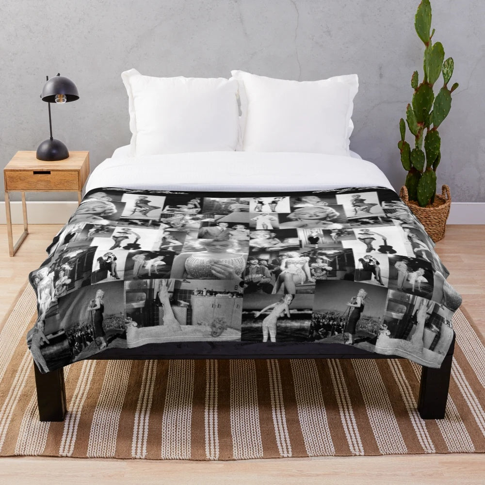 Marilyn Monroe collage artwork on a plush blanket